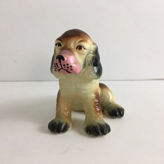 Vintage Dog Ceramic Figurine Japan Cocker Spaniel Puppy 3.5”