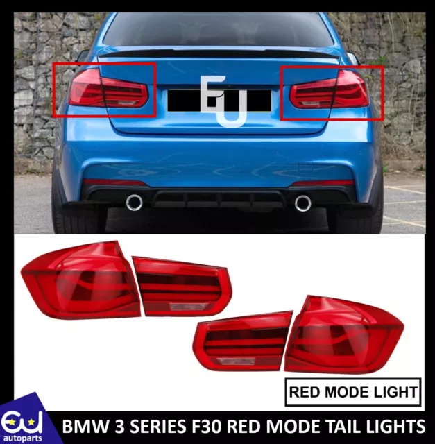 For Bmw 3 Series F30 F80 Saloon Red 4X Led Dynamic Tail Lights Lamp 2011-2019