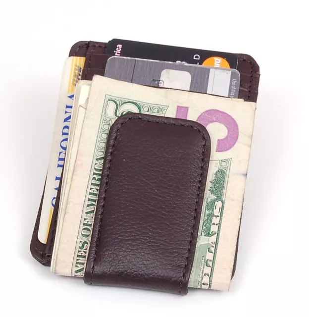 Mens Leather Wallet Money Clip Credit Card ID Holder Front Pocket Thin Slim NEW