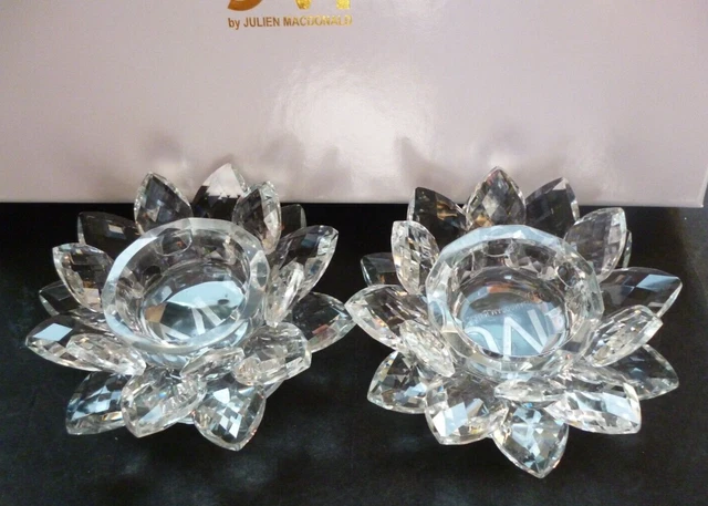 JM by Julien Macdonald Set of 2 Lotus Flower Tealight Holders  - Clear - New