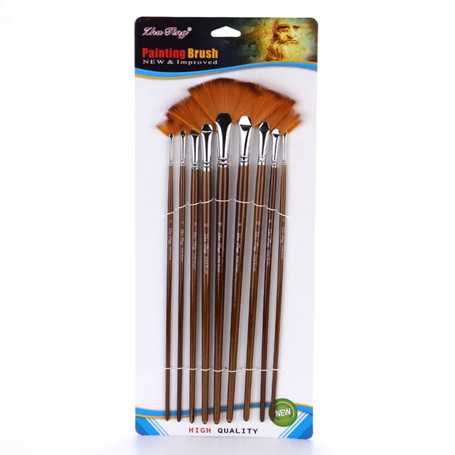 9 piezas Pinceles de pintura Pinceles de artista Pinturas al óleo Pinceles de pintura artística