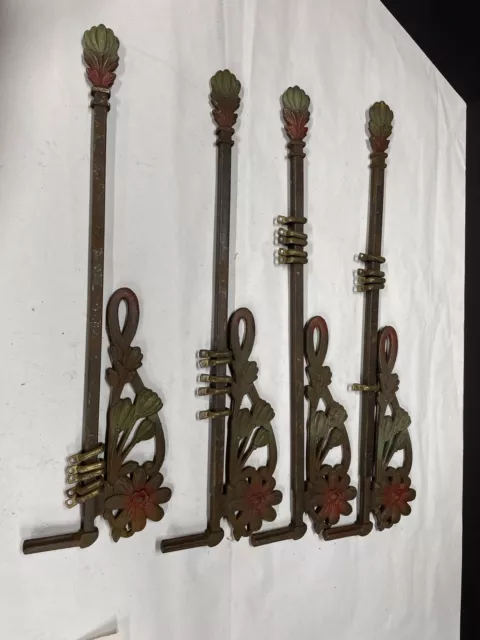 Antique Victorian Ornate Cast Iron Swing Arm Curtain Rods Set Of 2