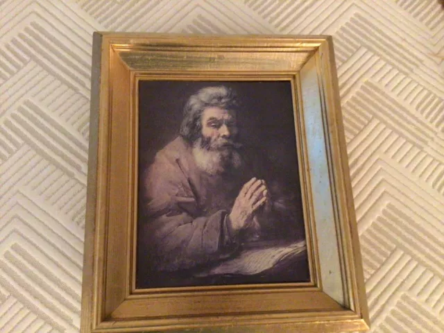 An Elderly Man In Prayer Print On Board