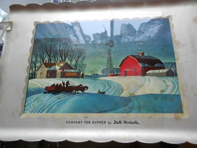 Vintage 1950s Aluminum Tray signed by Dale Nichols 1950s?