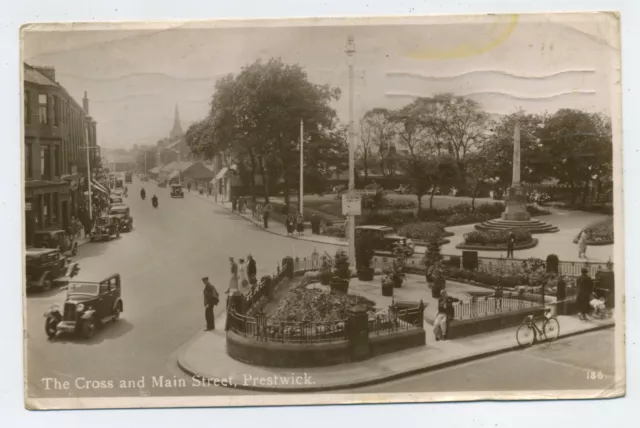 The Cross & Main Street Prestwick Ayrshire Vintage Real Photo Postcard B17