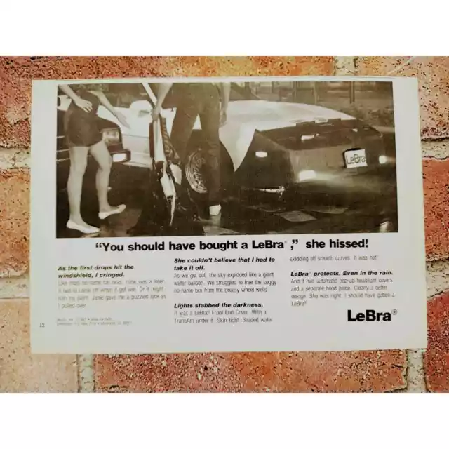 LeBra - Protects Even in Rain - TransAm Car - Original 80s Vtg 1987 PRINT AD