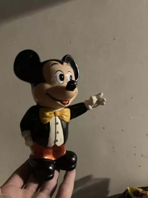 Vintage Walt Disney Productions Mickey Mouse Rubber Piggy Bank W/Stopper 1960’s
