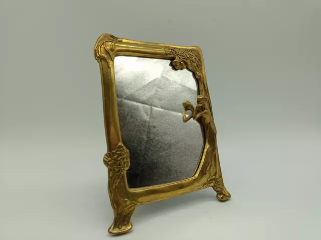 Dekorativer Messing Spiegel zum Aufstellen Deko Jugendstil 1300