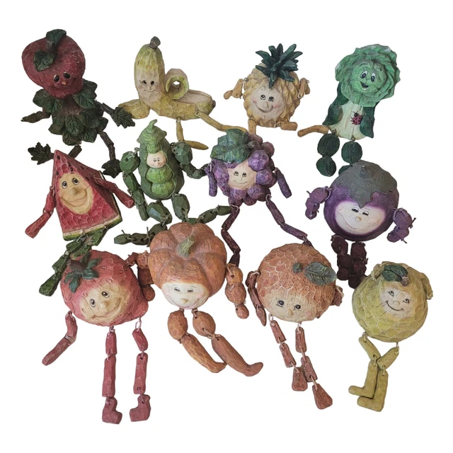 VINTAGE SHELF SITTERS Anthropomorphic Fruit & Vegetable Dirty Dozen Lot