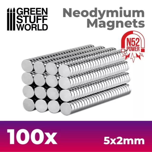 100x Imanes Neodimio - 5x2mm (N52) Hobby Modelismo Warhammer magnets 40k