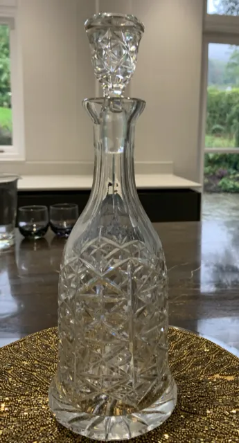 Vintage Cut Glass Bell Shape Crystal Decanter with Matching Stopper  VGC