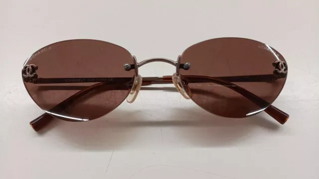 AUTH CHANEL CC Logo Rimless Sunglasses Browne 4003 c.116/74 53 19 130 Used  F/S $194.18 - PicClick