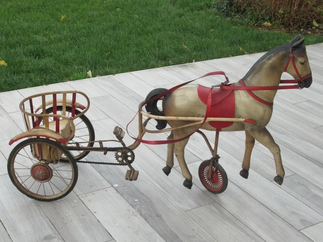 Jouet Ancien SPM Toumoulage - Le Sulky Youpi - Cheval Et Jockey En Boîte - RARE
