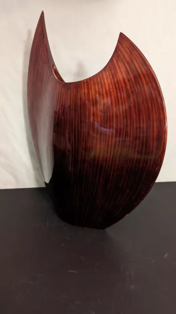 Rare Beautiful Hand Crafted Teak Wood Finish Art Deco Unique Vase 2