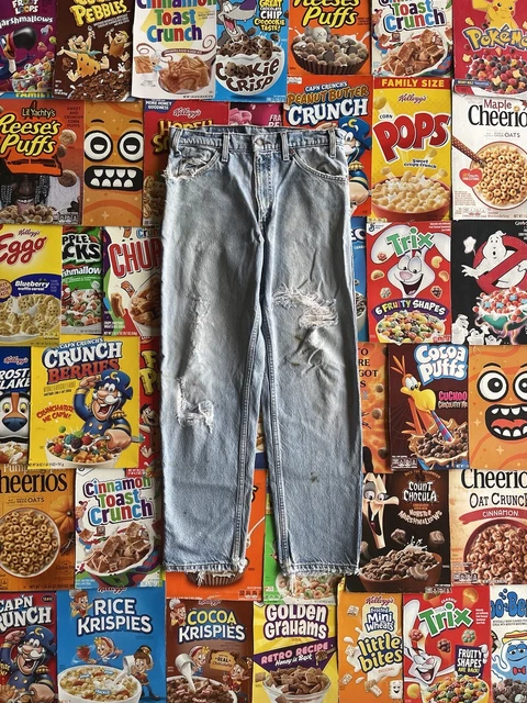 Vintage 90s Levi 550 Orange Tab Distressed Denim Jeans size 30x30