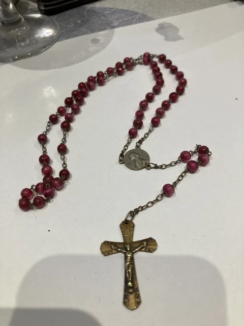 Collier Vintage Années 90 Perles Et Grenats Reconstitués - Longueur 44 Cm - Occasion