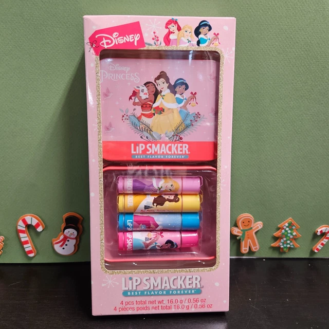 Disney PRINCESS LIP SMACKER 4 Pc LIP BALM SET w Collectible Tin STOCKING STUFFER
