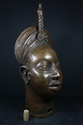 Lifesize 21.3" African IFE BENIN Bronze King Head - Nigeria, AFRICAN TRIBAL ART 3