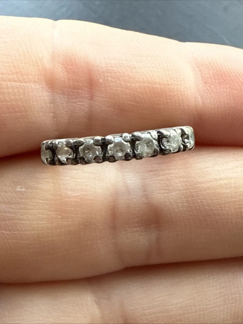 Bague Ancienne Argent Massif 925 Jonc Alliance Créateur - Pierre Incluse