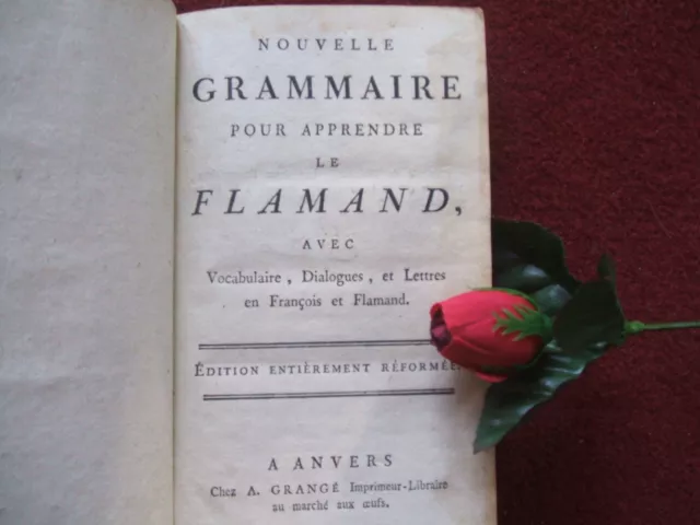 NOUVELLE GRAMMAIRE pour    A PPRENDRE LE FLAMAND vers 1790