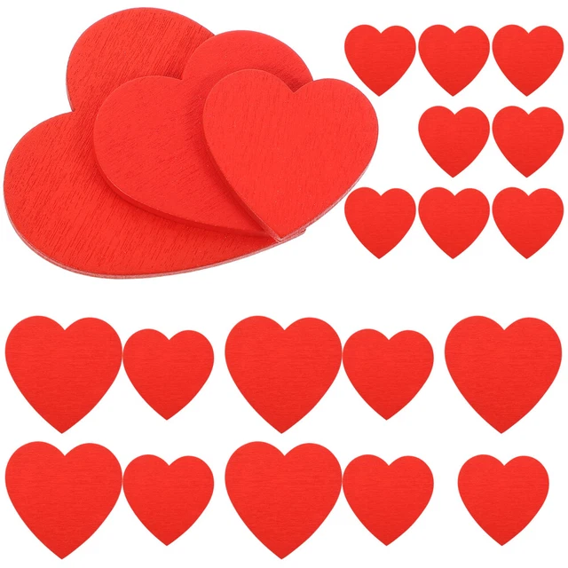30 Pcs Red Wood Heart Slices Red Love Wood Chips Red Home Decor Hollow Out