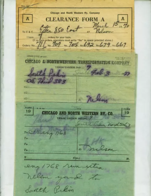 Chicago & Northwestern Ry. Train Orders (18) Nelson, Illinois  1963-1977.