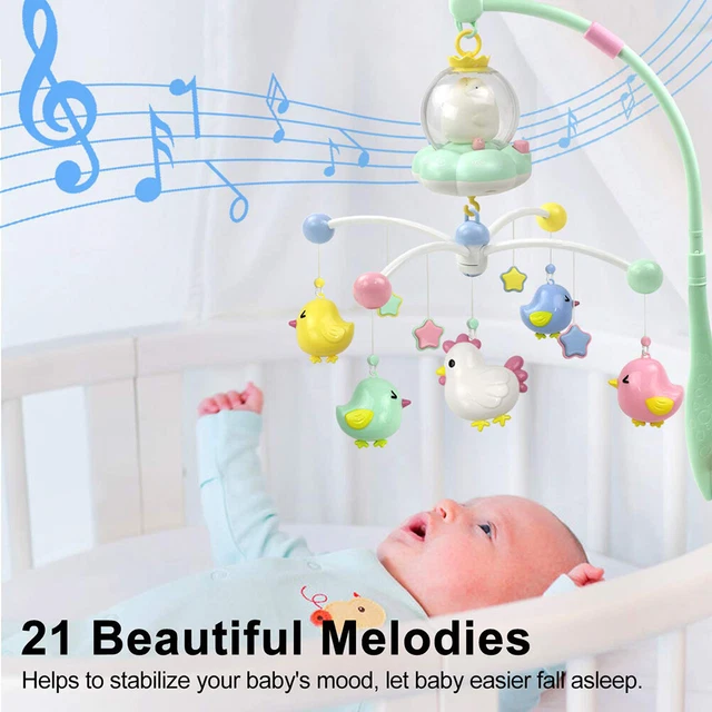 Baby Musical Crib Mobile With Night Lights And Music Hanging Rotating Rattle(01