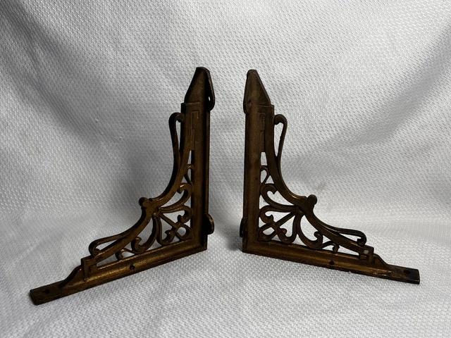 Victorian Eastlake Decorative Scroll Wall Shelf Bracket Brace Marked 88 Metal