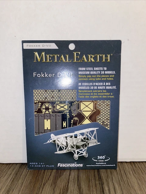 Fascinations Metal Earth Fokker D-VII Plane | 3D Laser Cut Steel Puzzle Model Kit