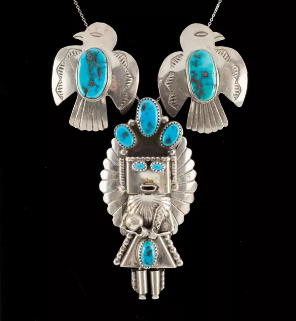 Navajo Sterlingsilber Türkis Kachina Tuxedo Set W / Adler