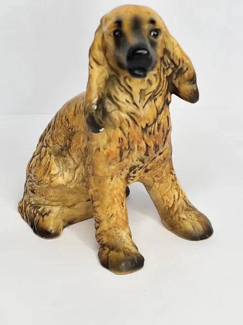 Afghan Hound Dog Figurine Ceramic Japan Collectible Vtg 4.5" Signed