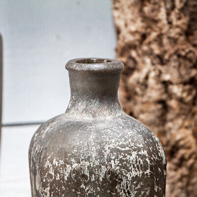 Dekoflasche, Vase, Groß, Chabby Chic | Glas, Grau-weiß | H 31,0 x B 11,0 cm 2
