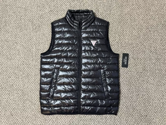 Guess Men’s Black Puffer Quilted Winter Vest 112AN070 Golf Trail Sz L / Large