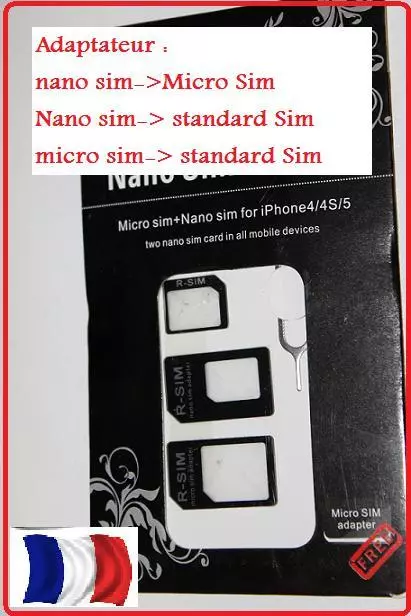 Pack De 3 Adaptateurs Adapter Nano Sim Micro Sim Pour Iphone 4 4S 5 Samsung Htc