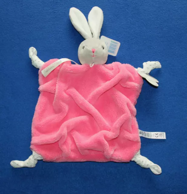 Kaloo Doudou Lapin Plat Plume Rose Gris Tendres Et Douces Noeuds Neuf Etiquette