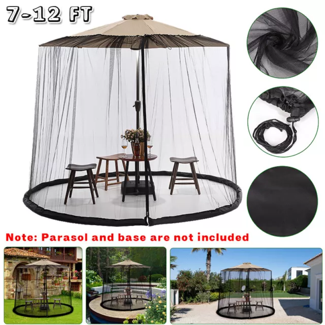 7-12ft Patio Umbrella Bug Screen w/Zipper Door Mosquito Netting Outdoor Patio