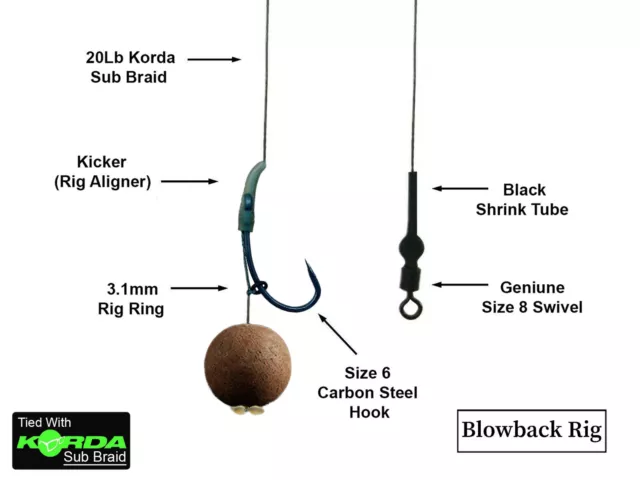 5 KORDA Sub Braid BLOW BACK RIGS size 6 hooks carp fishing tackle hair rigs