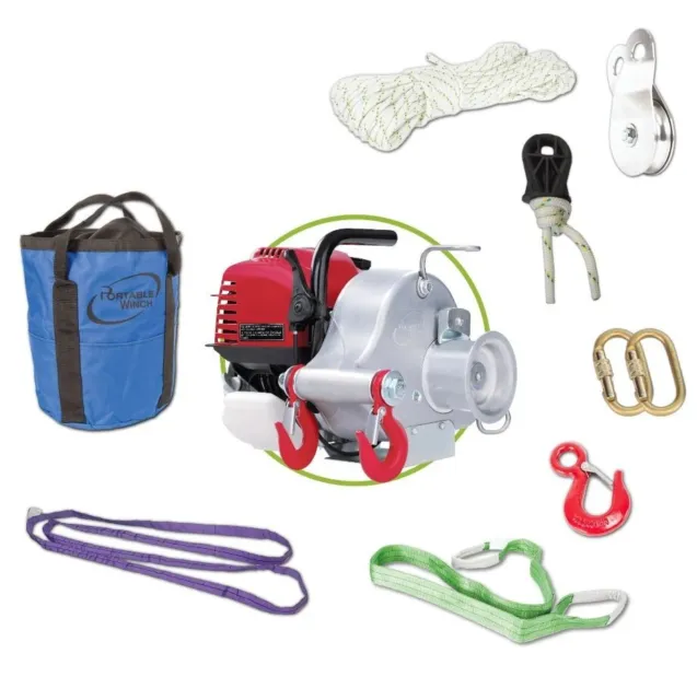 Portable Winch PCW3000-A Capstan Gas-Powered Pulling Winch Kit with Accessories