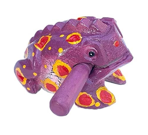 5 Inch Guiros Percussion Instruments Wooden Frog, Wooden Frog Purple Color