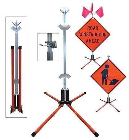 Dicke Stf18-Rg/Ru Sign Stand,Rigid And Roll-Up,Steel,36 In, Stf18-Rg/Ru