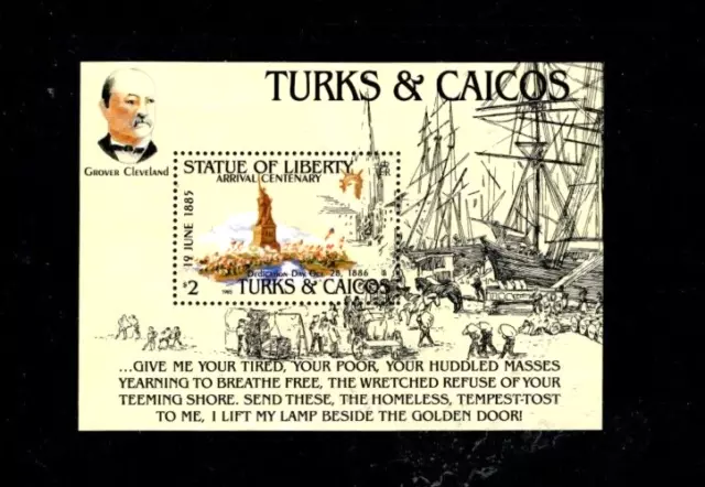 Hoja Estatua de la Libertad de las Islas Turcas y Caicos 665 montada sin montar o nunca montada buen precio