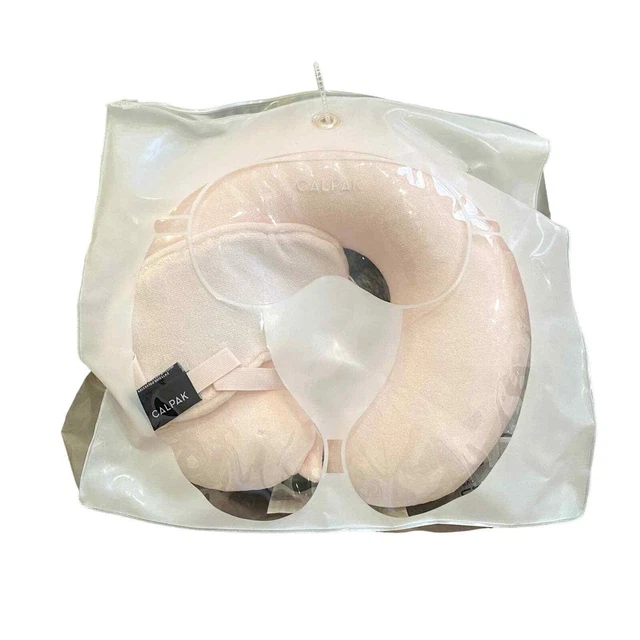 CALPAK Memory Foam Travel Neck Pillow and Eye Mask in Pink
