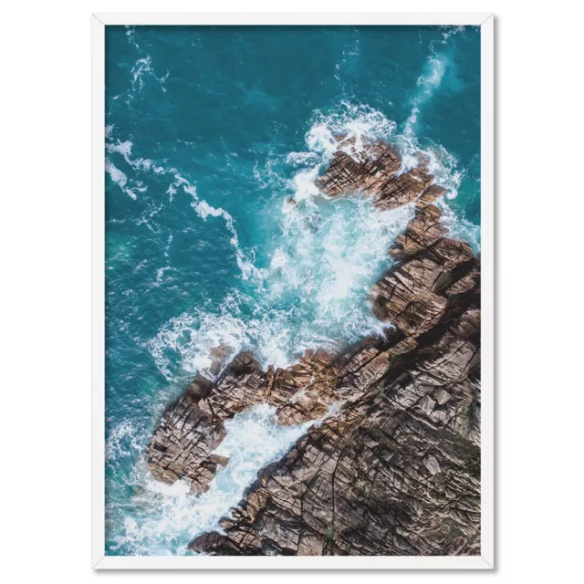 Rocky Coast Ocean Aerial III. Wall Art Print, Rocks & Beach From Above | BOC-17