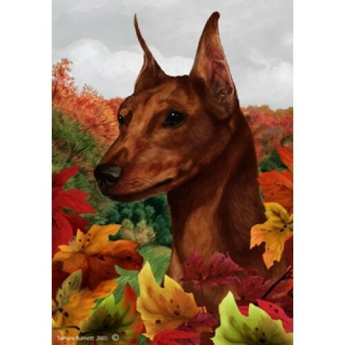 Fall House Flag - Red Miniature Pinscher 13223