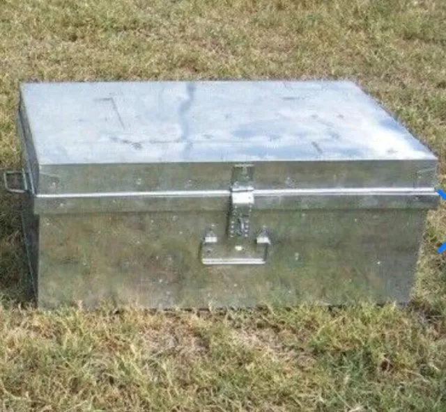 Metal Footlocker Trunk Chest Storage Locker Box with Lock Key Moving Boxes Rare