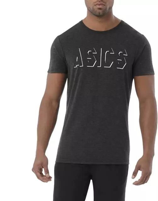 Asics Men's Training T-Shirt (Size M) Grey Short Sleeve Training Logo Top - New