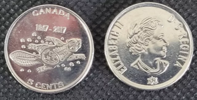 Canadian Nickel 1867-2017 Canadian 5 Cent Coin Inuit Beaver Design Circulated