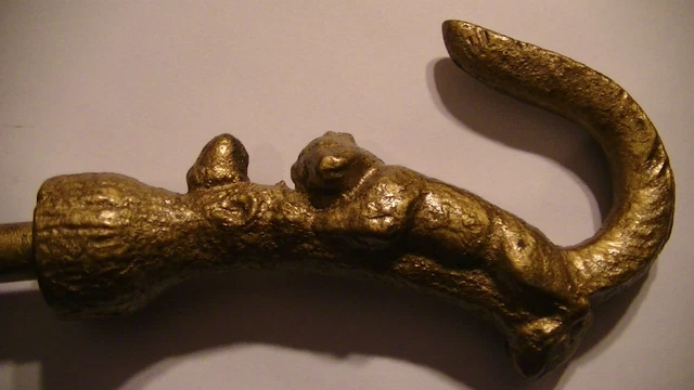 Antique Oil Lamp Hook Squirrel And Acorn Cast Iron Vintage Rare Collectible Nice