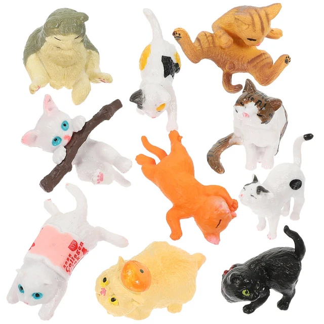 10 Pcs Miniature Cat Figure Cat Model Home Décor Childrens Toys Decorate