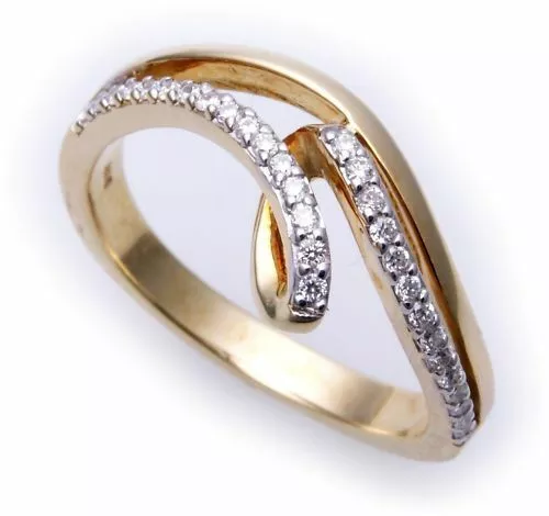 Noble Anneau Femmes Brillant 0,195 Carat or Véritable 585 or Jaune Diamant Si